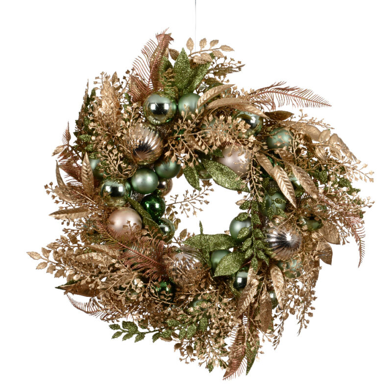 Luxusní vánoční věnec Green/Gold 50cm