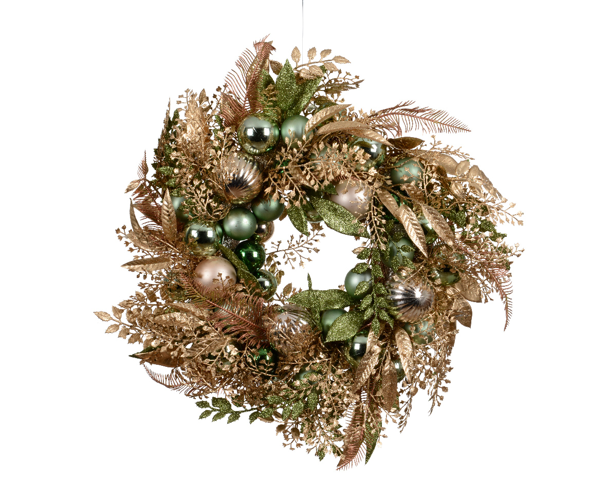 Luxusní vánoční věnec Green/Gold 50cm