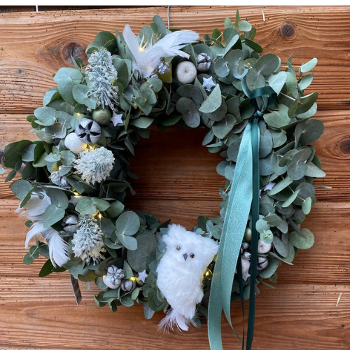 Eucalyptový věnec Winter Owl Ø35cm
