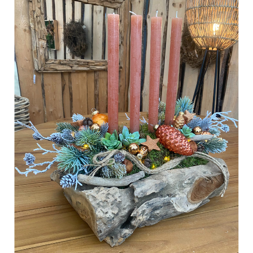 Teakový adventní svícen