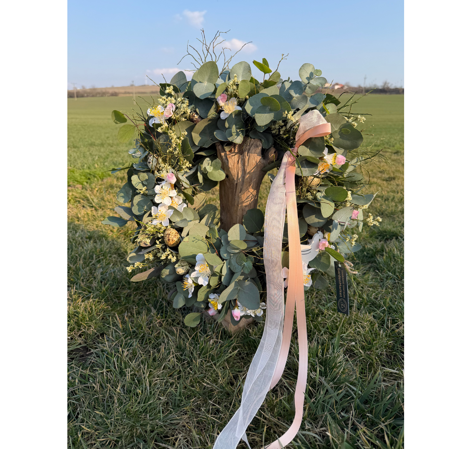 Jarní věnec z eucalyptu v přirozených tónech/průměr 30cm/natural