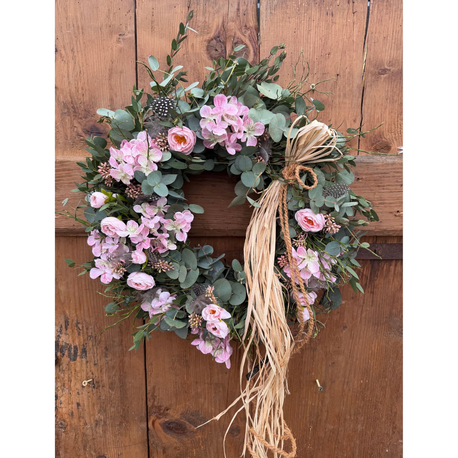 Věnec z Eucalyptu "Růžová harmonie" průměr 30/40cm